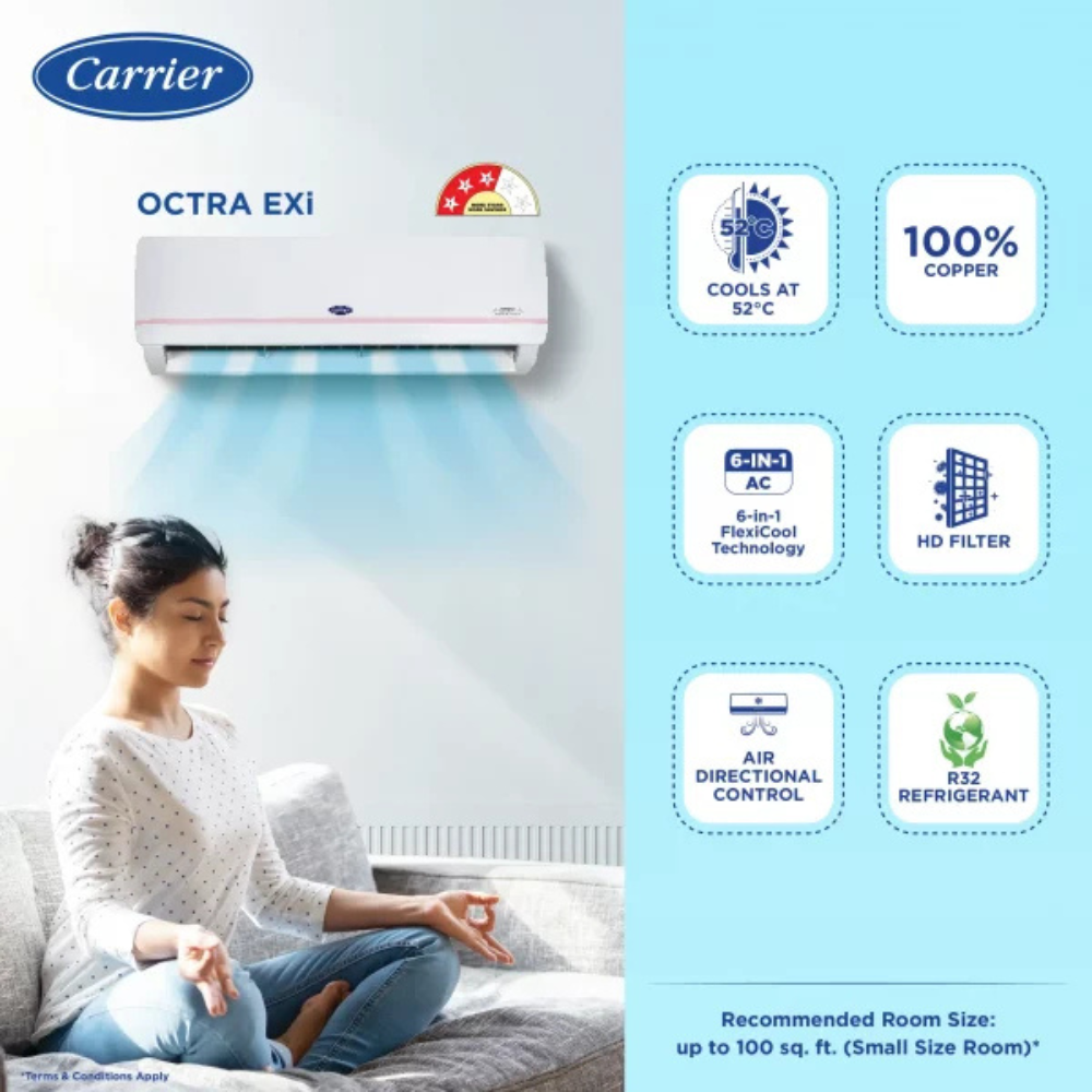 Carrier Octra-EXI 3 Star-Invertor 1 Ton AC